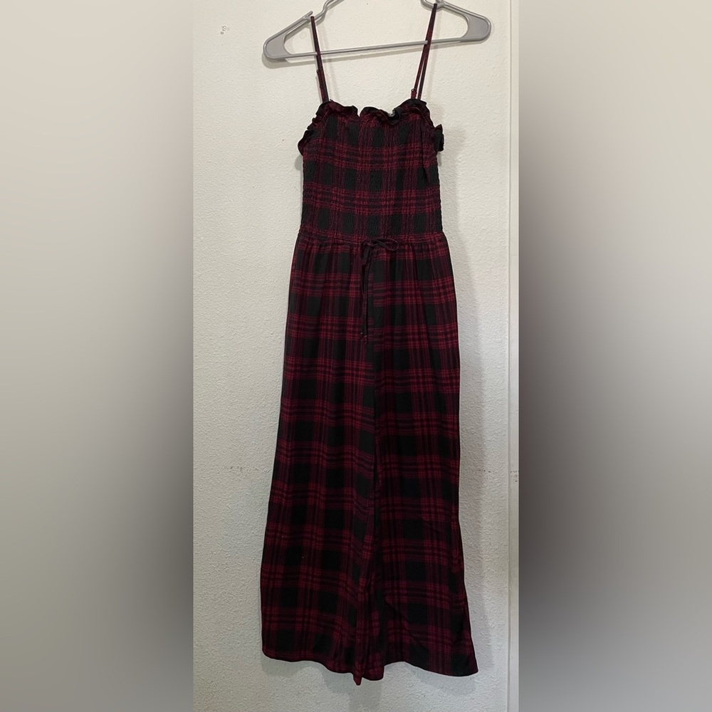 Coco And Shay Plaid Smocked Jumpsuit Wide Leg Spaghetti Strap Y2K Medium